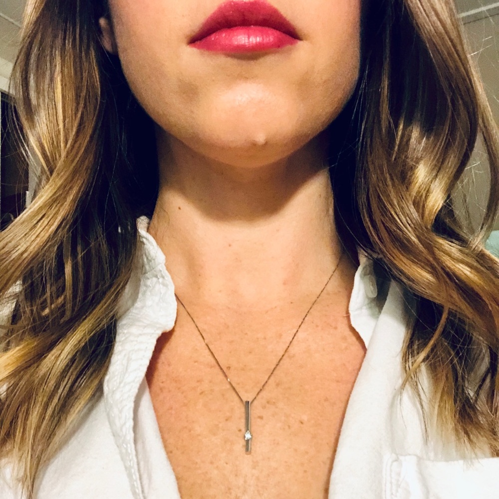 Sterling Silver and Diamond Stick Pendant Necklace